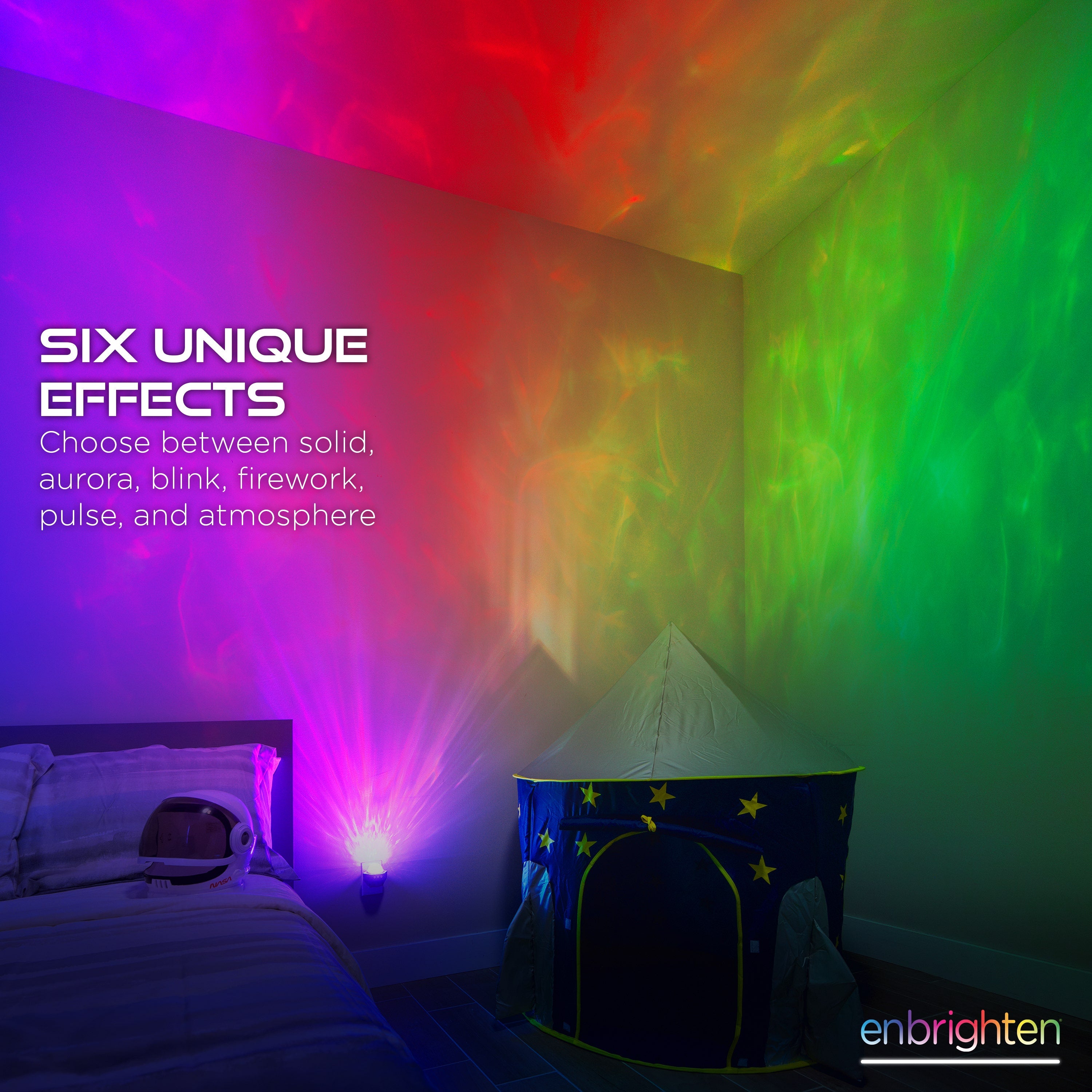 Enbrighten Galaxy Wave Plug-In Projector LED Night Light, White