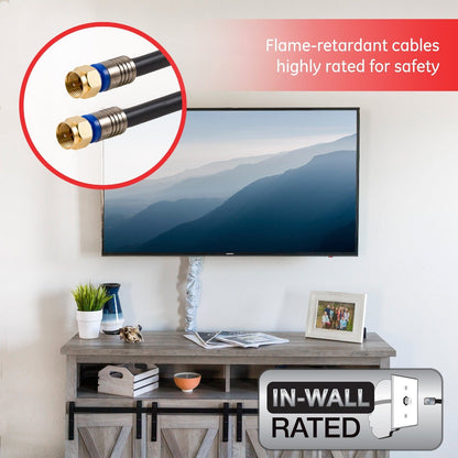 GE 50ft. RG6 Quad-Shield Coaxial Cable, Black
