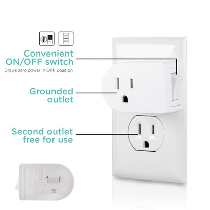Cordinate Grounded 1-Outlet Power Switch, White