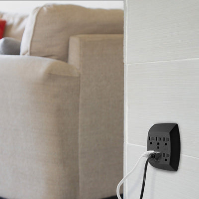 GE 6-Outlet Wall Tap, Black