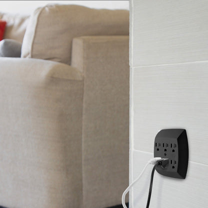 GE 6-Outlet Wall Tap, Black