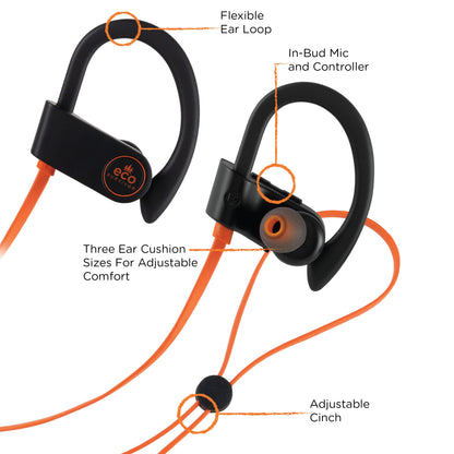 EcoSurvivor IPX7 Bluetooth Waterproof Earbuds, Black