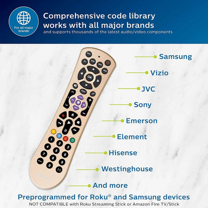 Philips 4-Device Universal Remote, Brushed Gold