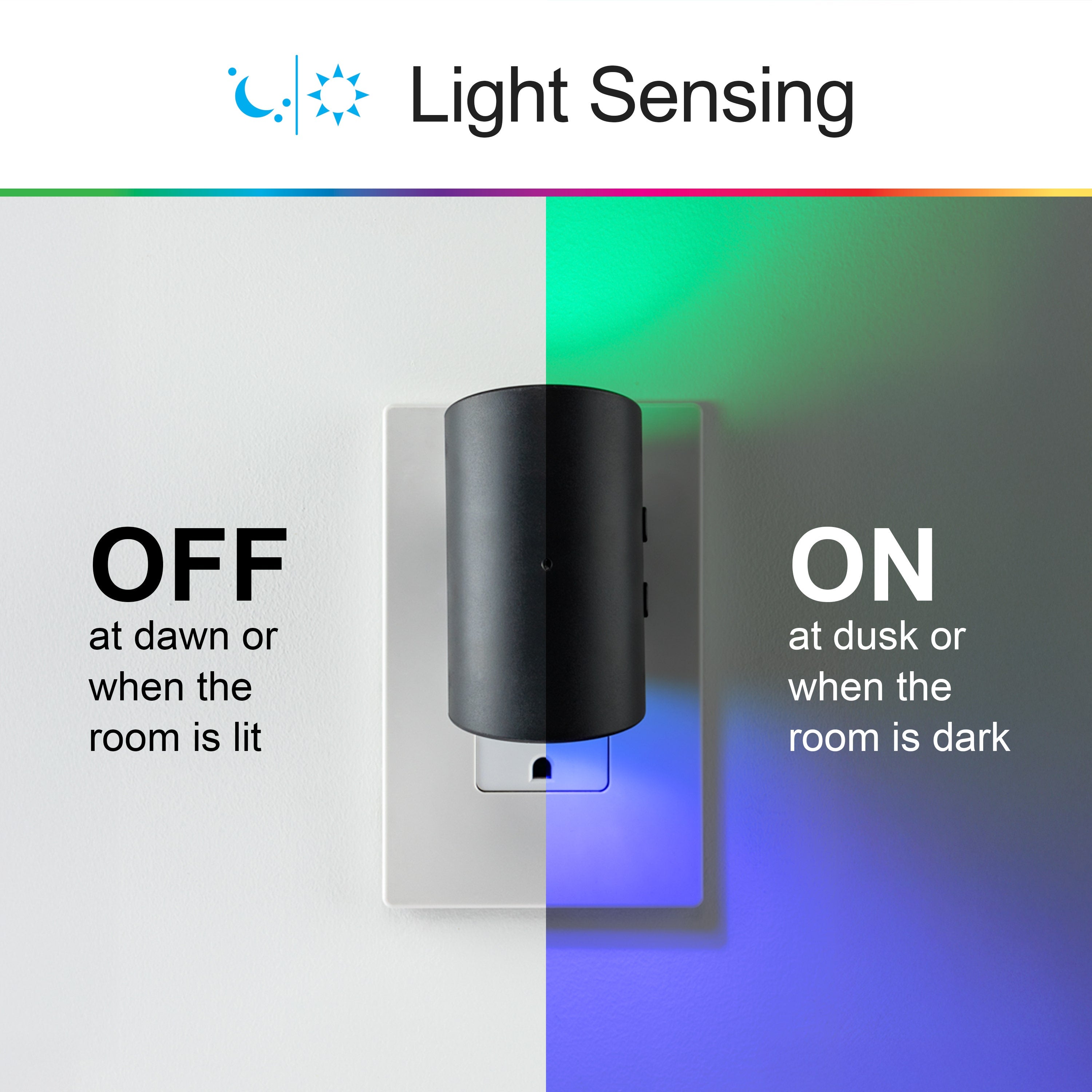 GE Color-Changing Light Sensing Swivel Night Light, Black