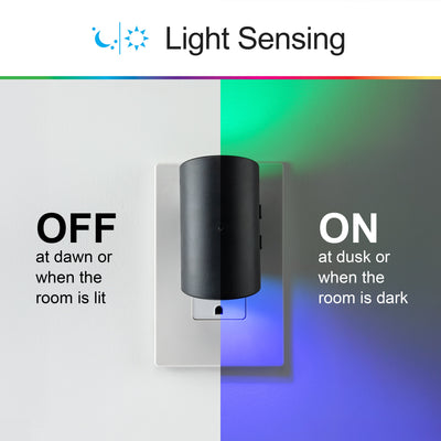 GE Color-Changing Light Sensing Swivel Night Light, Black