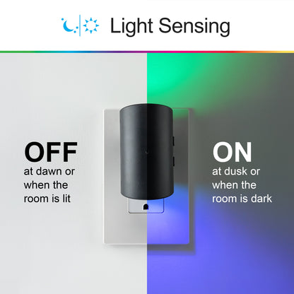 GE Color-Changing Light Sensing Swivel Night Light, Black
