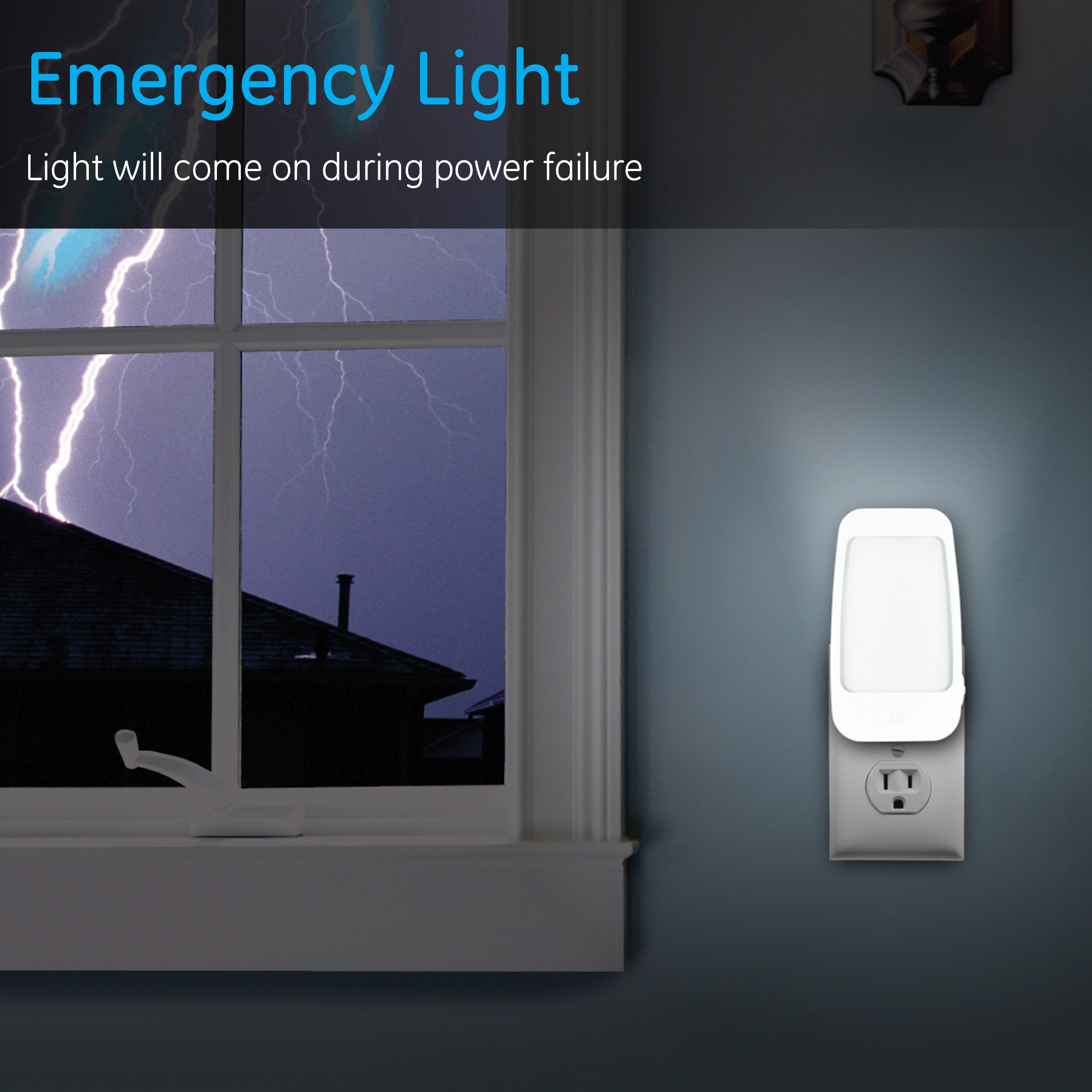 GE 4-in-1 Rechargeable Power Failure Light Sensing LED Night Light, White