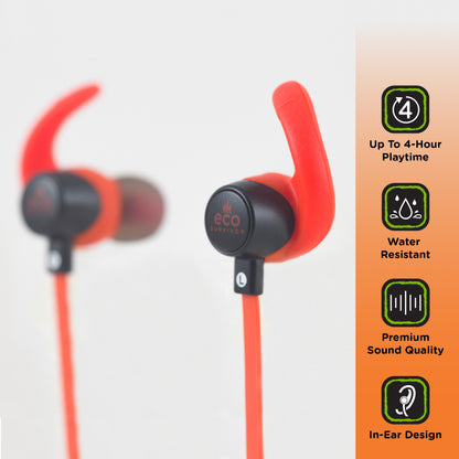 EcoSurvivor IPX4 Bluetooth Earbuds, Orange