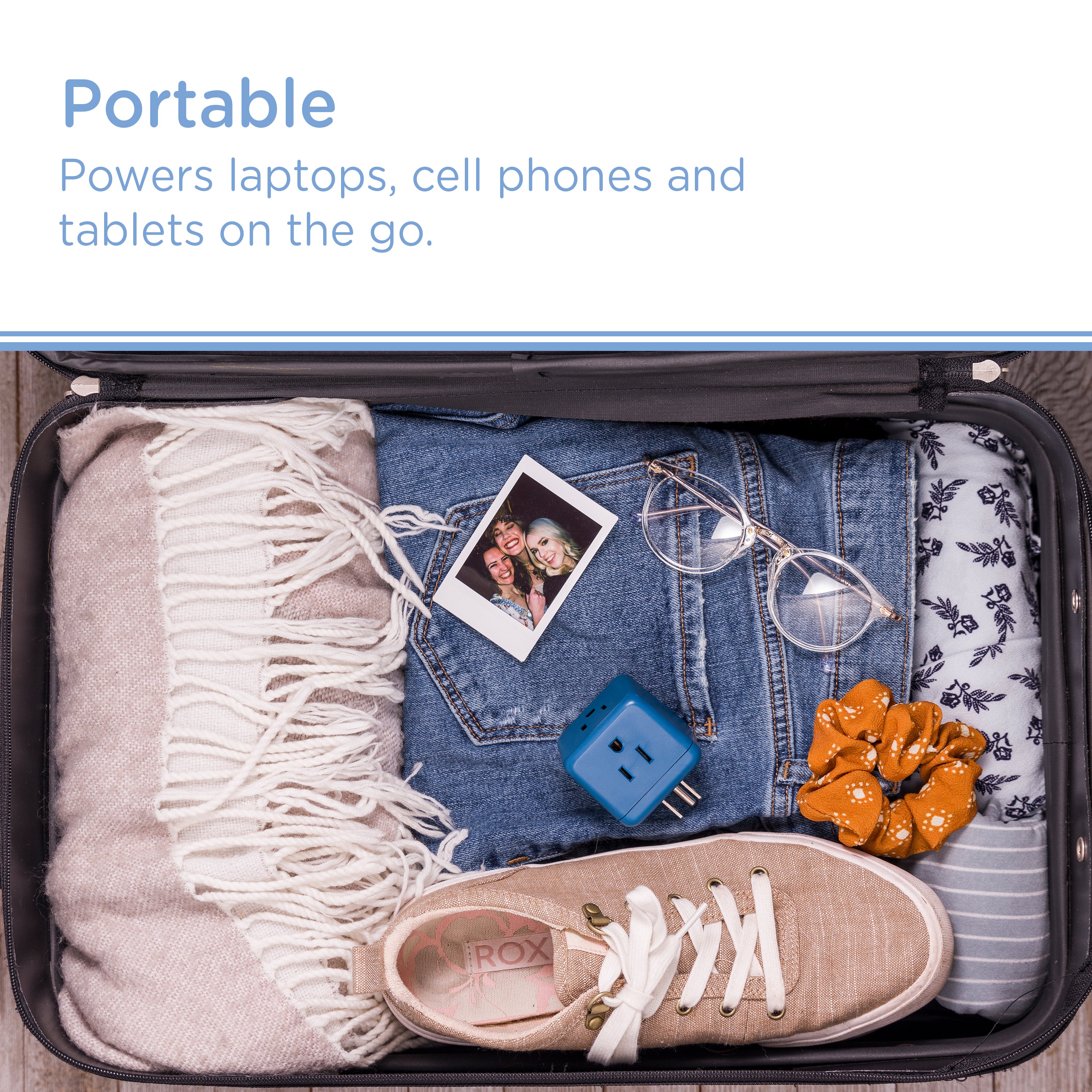 Cordinate 3-Outlet Surge Protector, sea blue cube, 2 pack