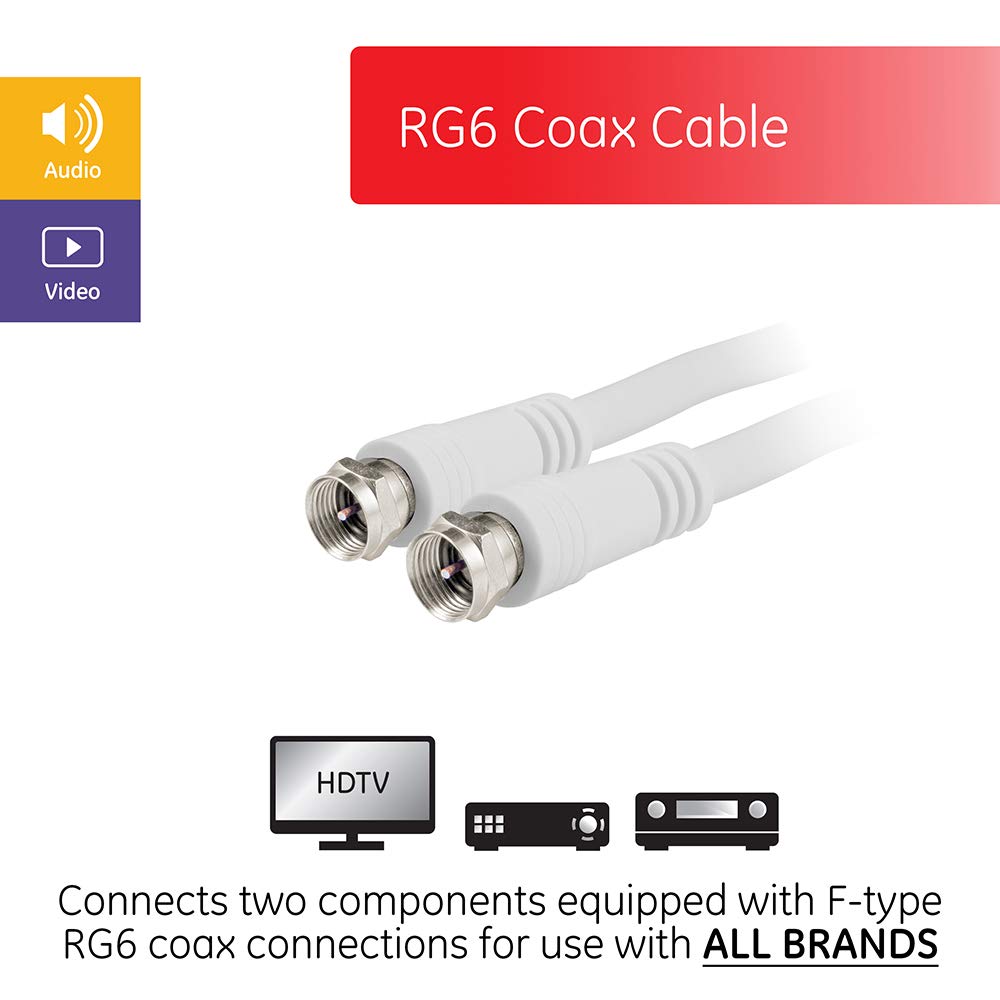 GE-branded RG6 25ft. Coax Cable, White