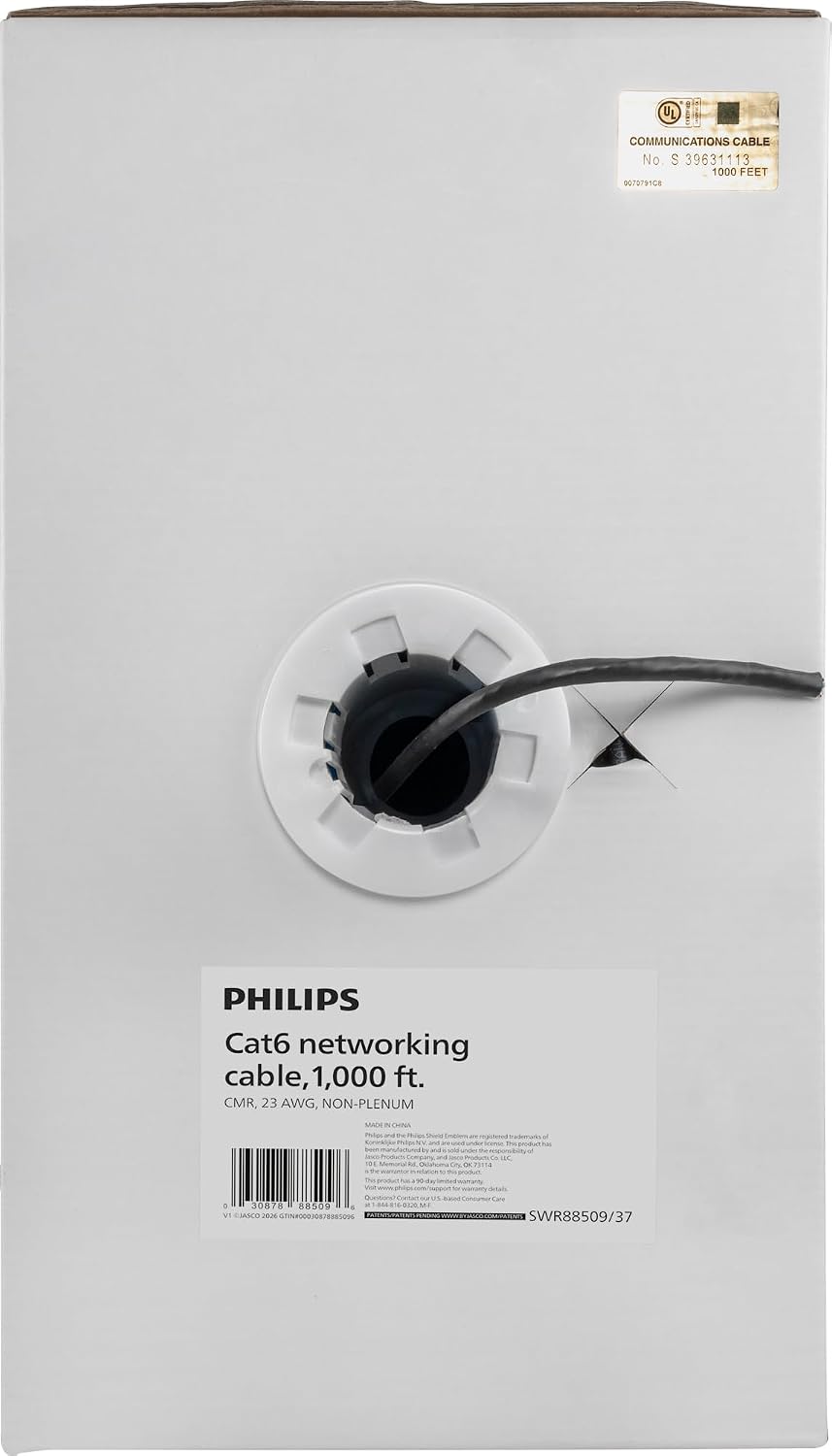 Philips Cat6 Networking Cable Pull Box (Bulk Networking Cable) – 1,000 ft.