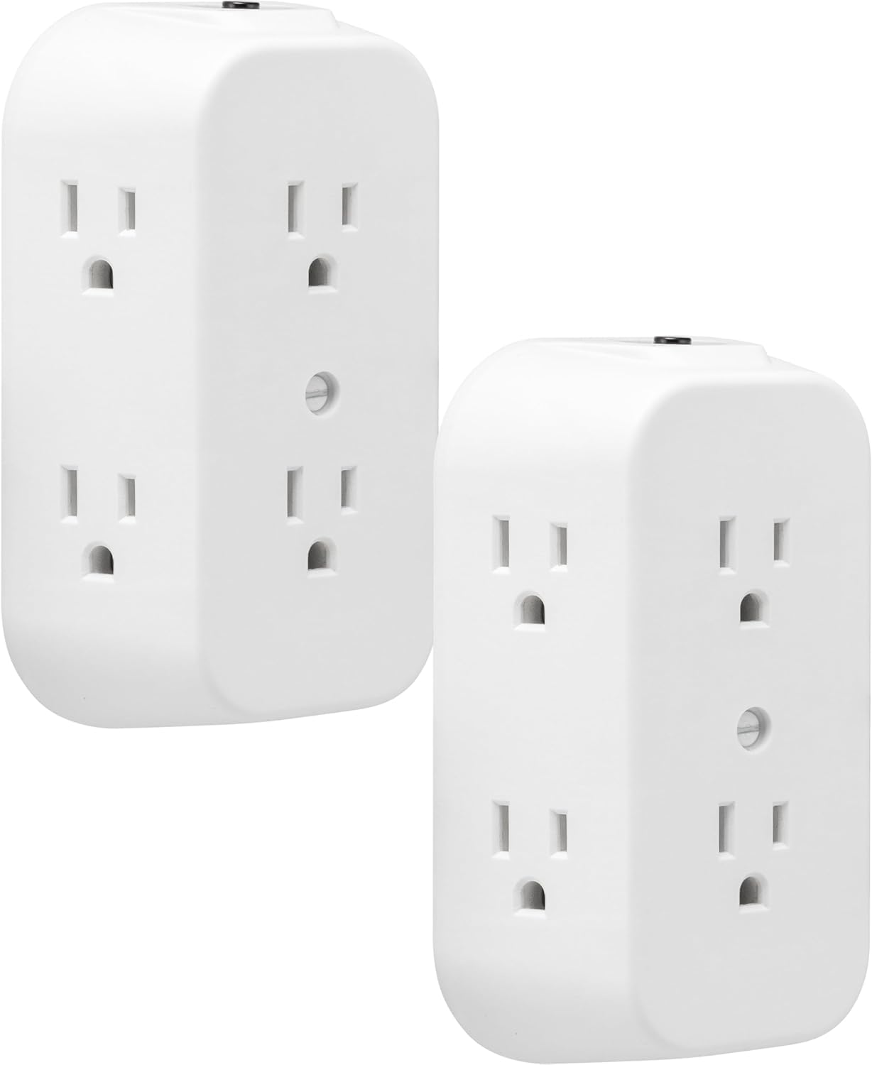 GE 6-AC Wall Tap w/ Resettable Circuit Breaker, White, 2pk