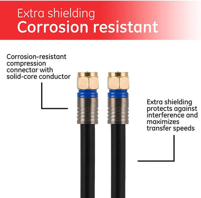 GE-branded RG6 Quad-Shield Coax Cable, 100ft., Black