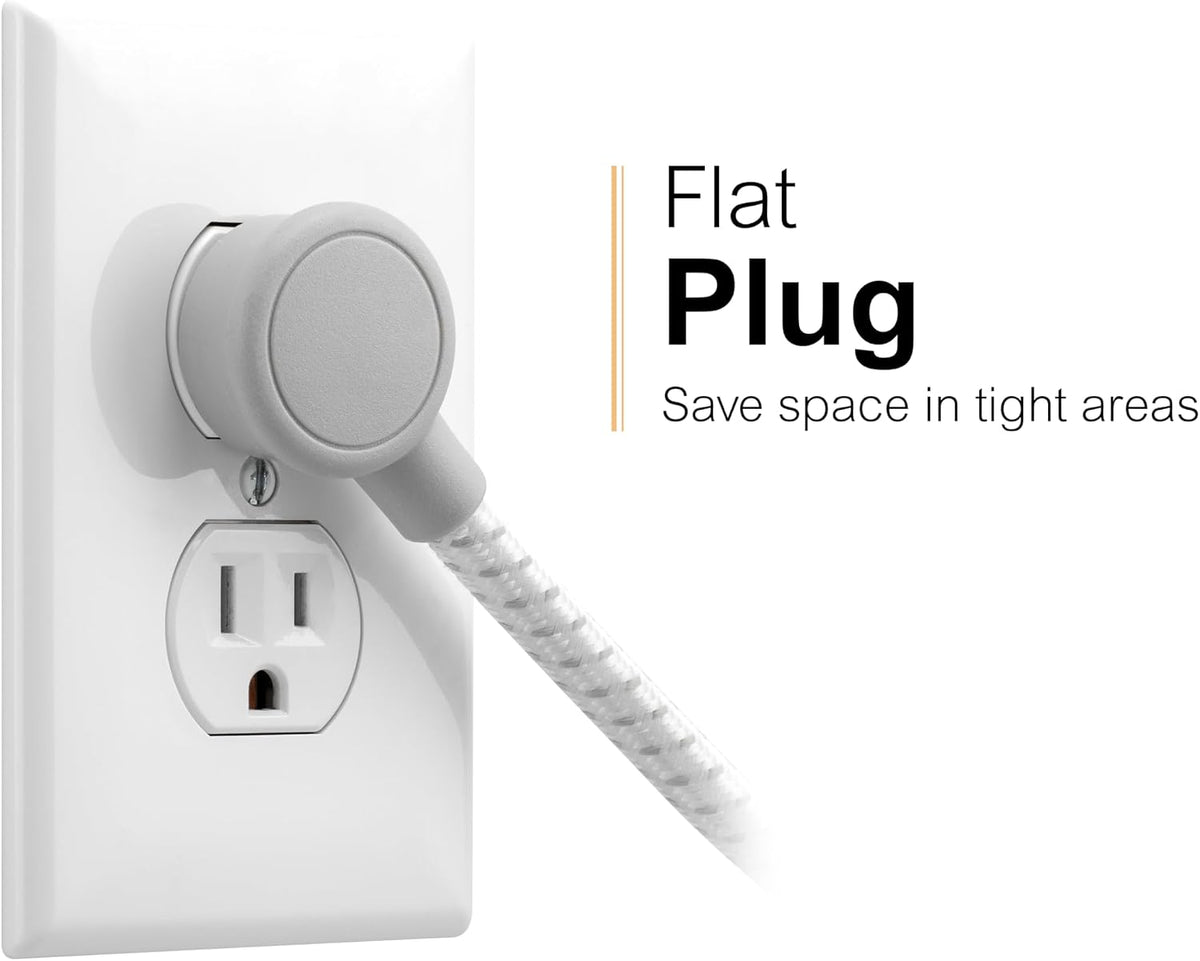 GE-branded UltraPro 6-Outlet Surge Protector, 490J, 6ft. Braided Cord, Gray/Cream