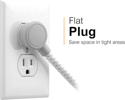 GE-branded UltraPro 6-Outlet Surge Protector, 490J, 6ft. Braided Cord, Gray/Cream