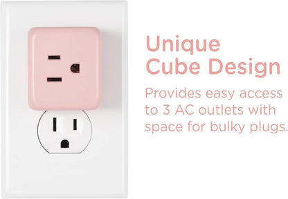 Cordinate 3-Outlet Surge Protector, blush cube, 2 pack