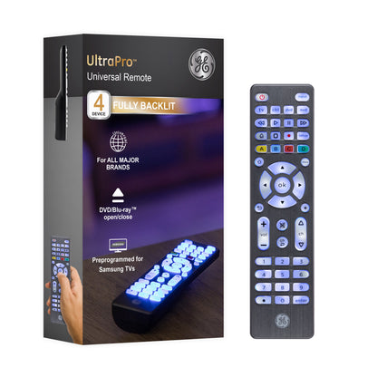 GE 4-Device Backlit Universal Remote, Brushed Graphite