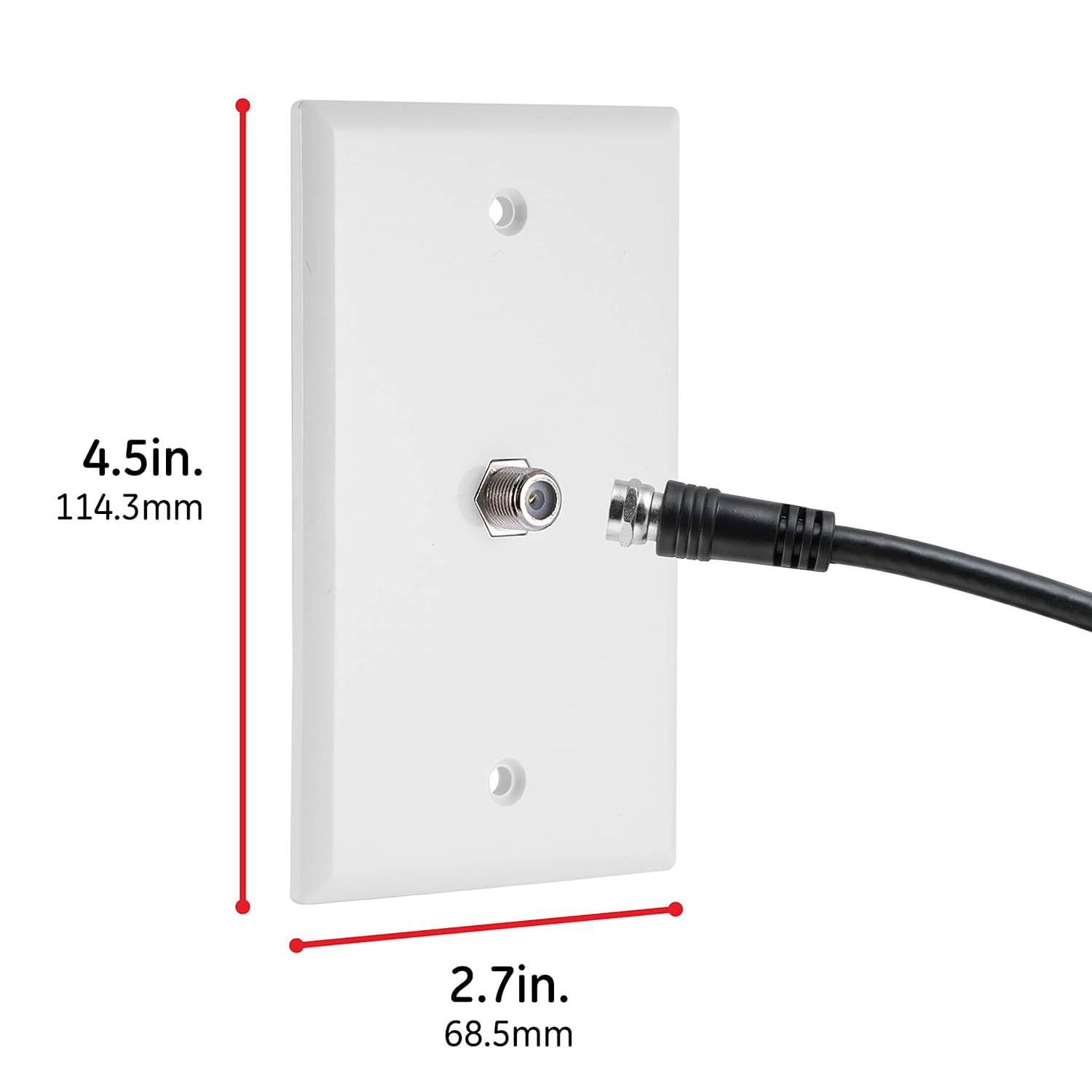 GE-branded Coax Cable Wallplate, White