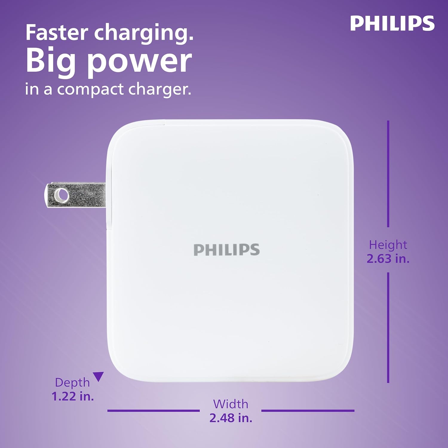 Philips AC Charger, 1 USB-A, 3 USB-C Port, GaN, 100W, White