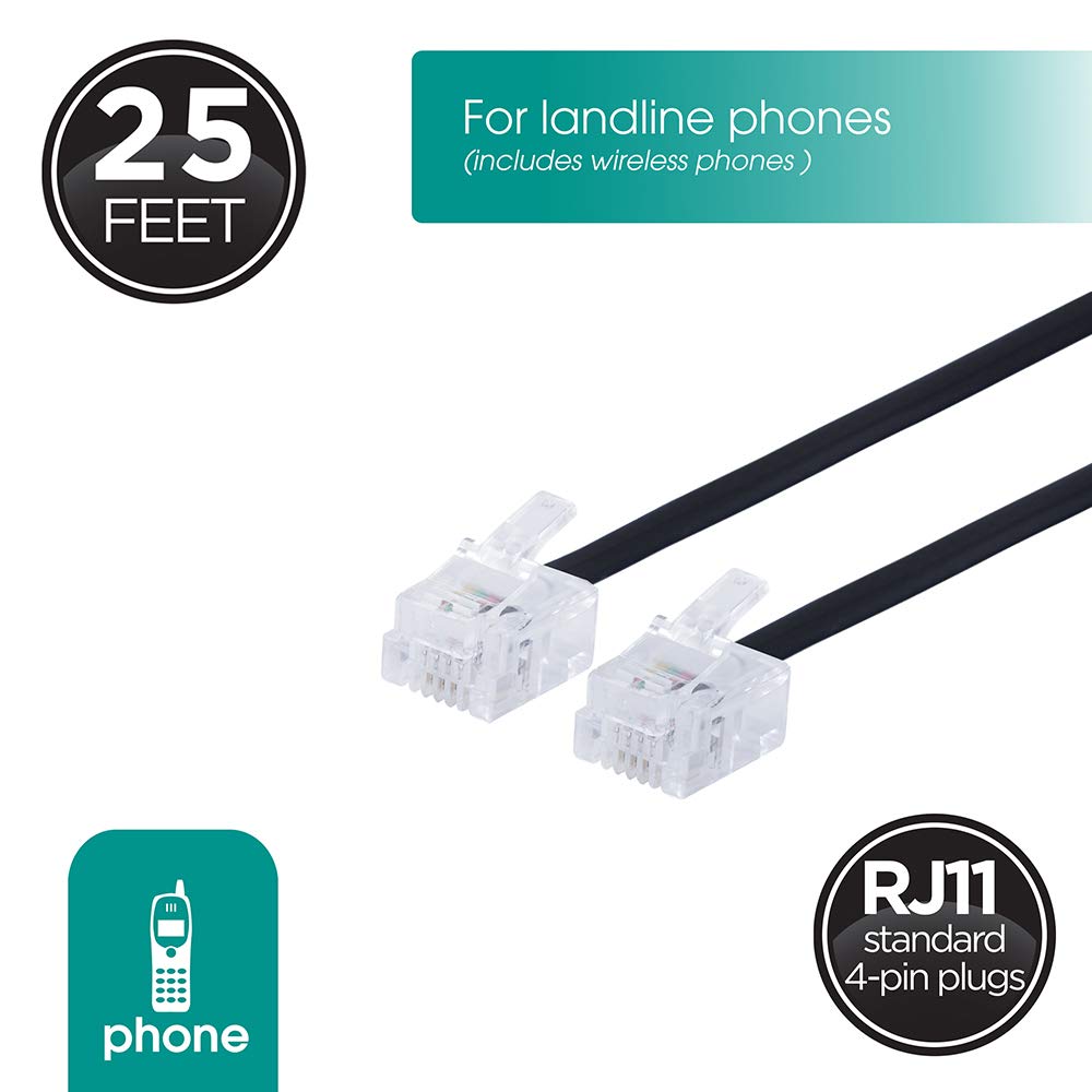 Power Gear Telephone Line Cord, 10 Pack, 25 Feet