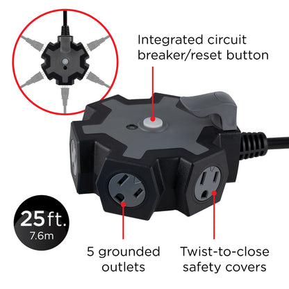 UltraPro Heavy Duty 5-Outlet Hub, 25ft. Cord