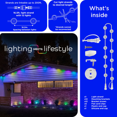 Enbrighten WiFi VIBE Eternity Eave Lights Extension Light Strand, 16.5ft. White