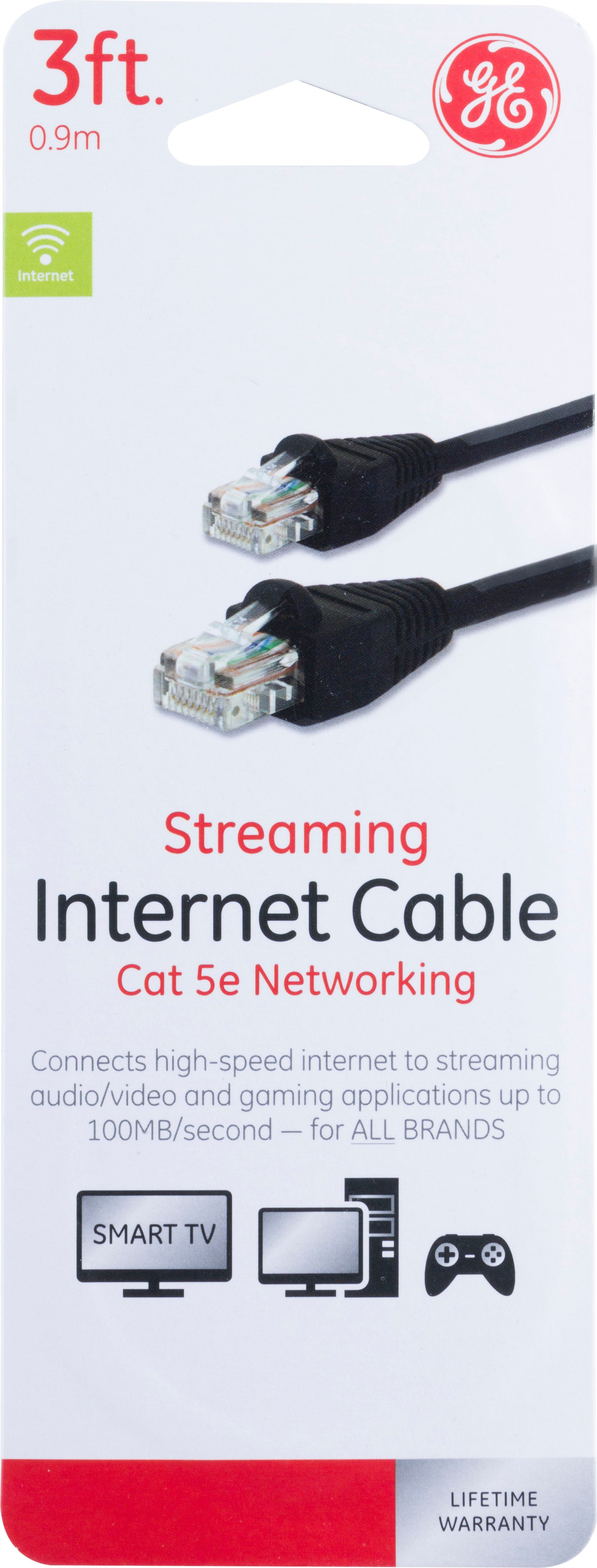 GE 3 ft. Cat 5e Ethernet Cable, Black
