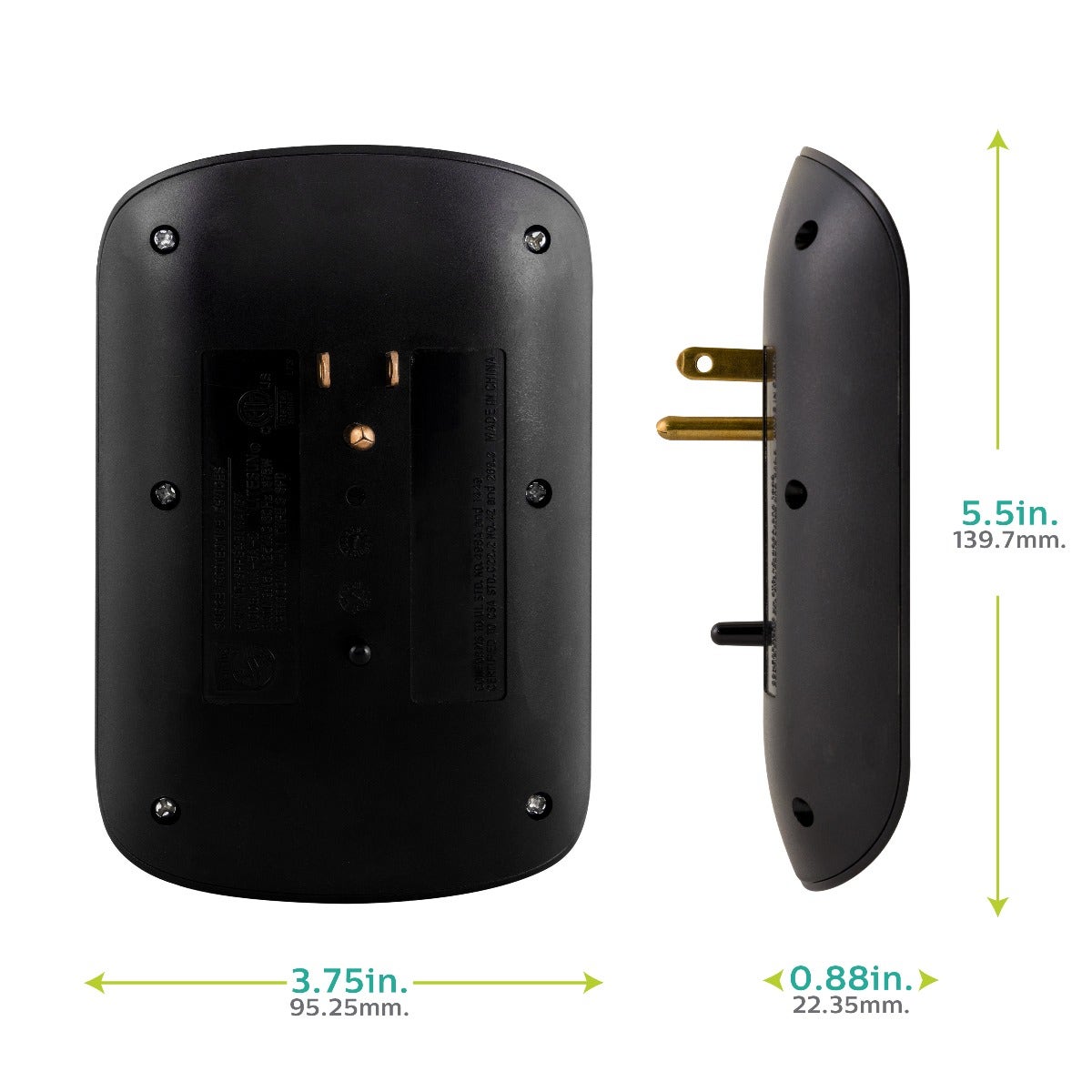 Philips 6-Outlet Wall Tap with Surge Protection, 2 Pack, Black