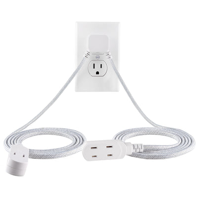 Cordinate 3-Outlet 12ft. Dual Split Extension Cord Braided, Indoor, White