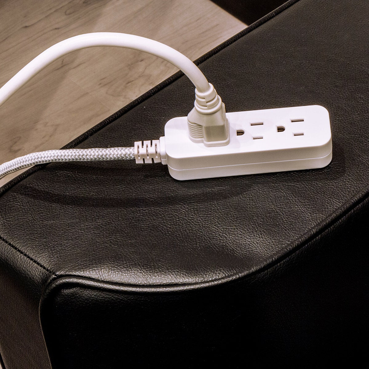 Cordinate 3-Outlet 10ft. Braided Extension Cord, White/Gray
