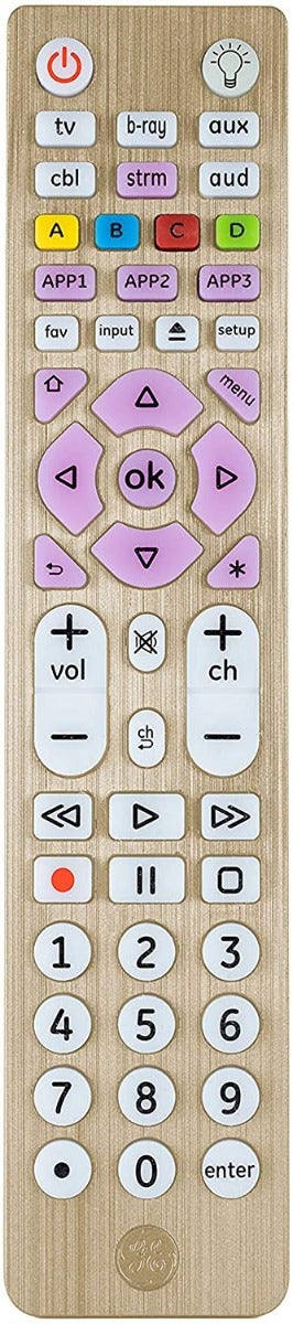 GE 6-Device Backlit Universal Remote, Brushed Gold