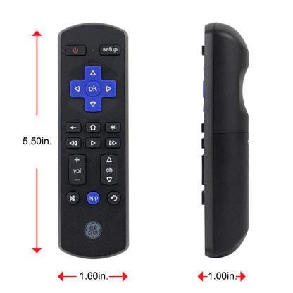 GE Roku TV Replacement Remote, Black
