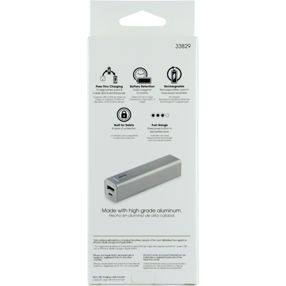 Power Gear 1-USB Charging Battery Pack, 3300mAh, Gray