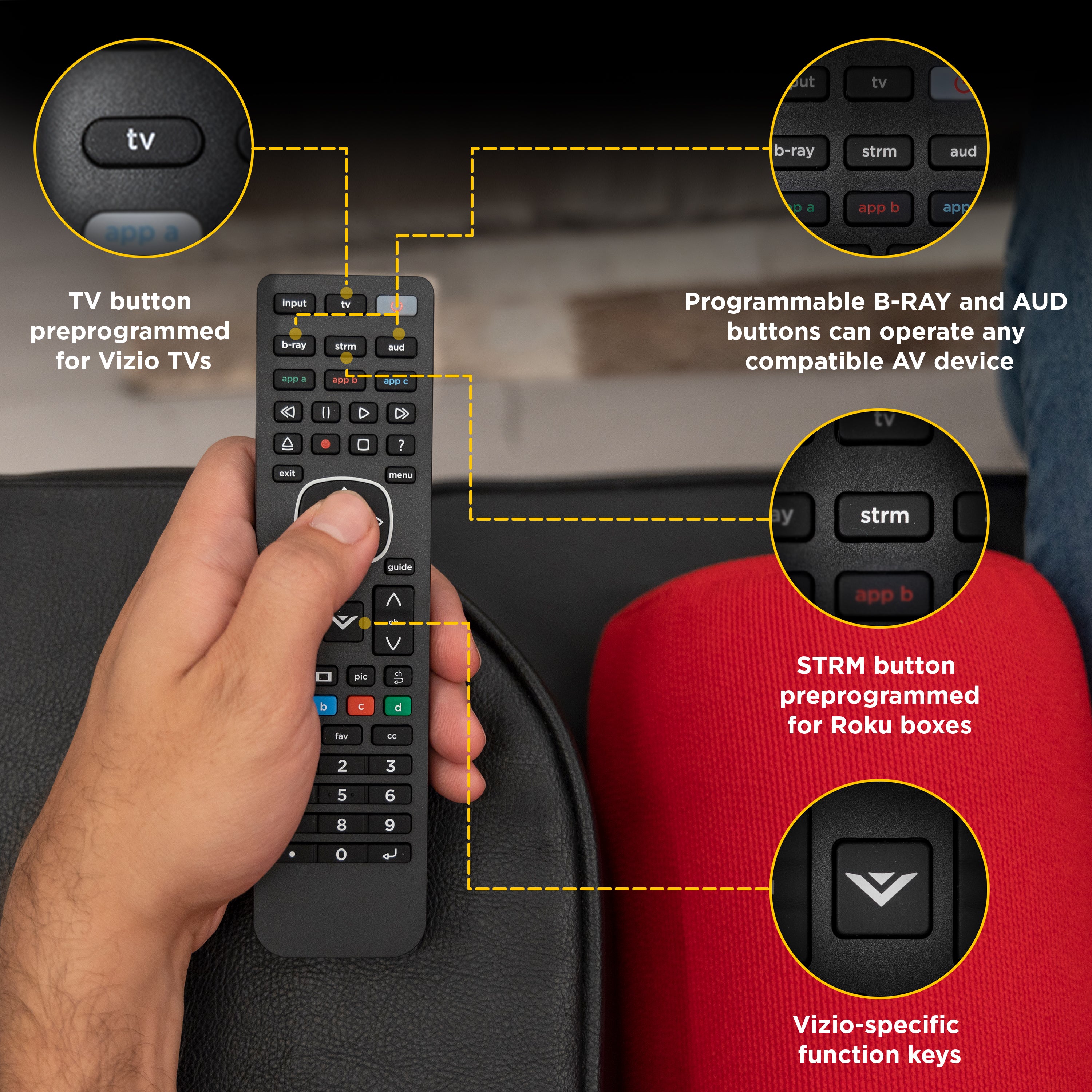 UltraPro 4-Device Universal Vizio TV Replacement Remote