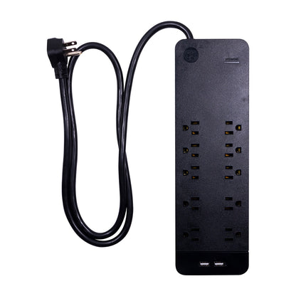 GE UltraPro 10-Outlet 2-USB 4ft. Surge Protector, Black