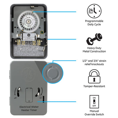 GE Indoor Plug-In 24-Hour Heavy Duty Mechanical Timer, White