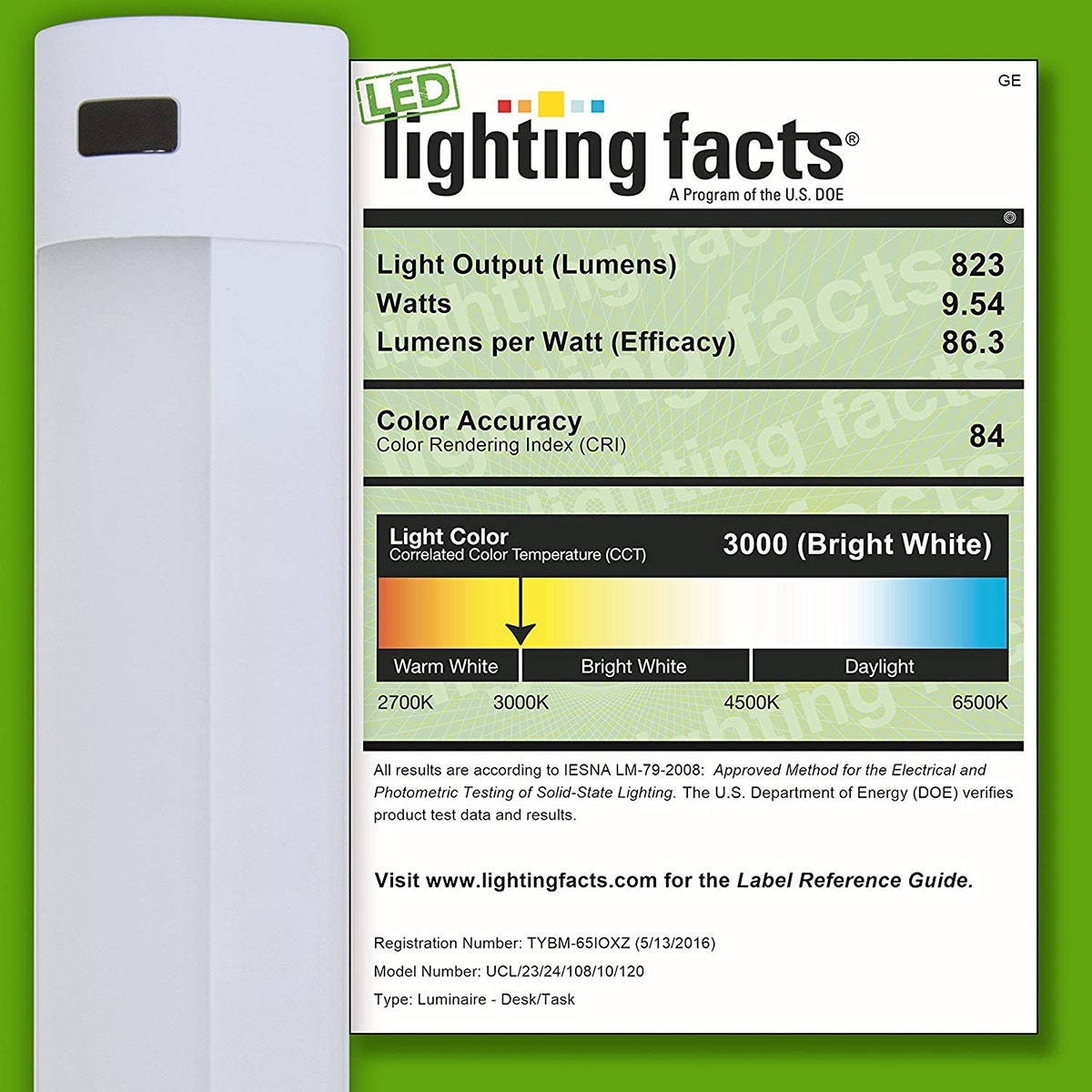 GE 24in. Plug-In Motion-Sensing LED Under Cabinet Light Fixture, White