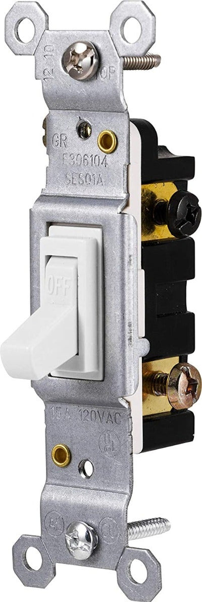 GE Grounding Toggle Switch, White, 5 Pack
