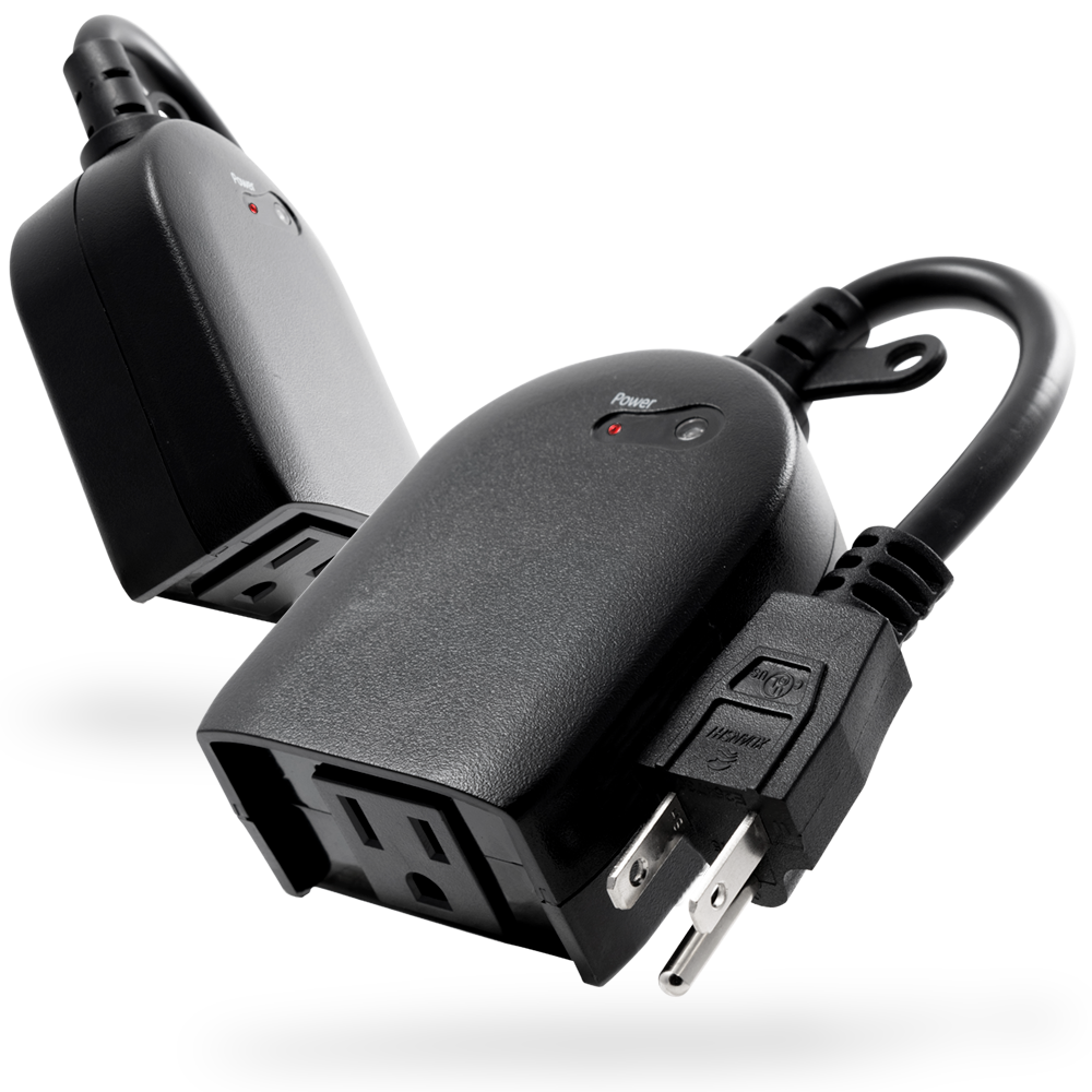 myTouchSmart Outdoor Plug-In Light-Sensing Timer, 2 Pack, Black