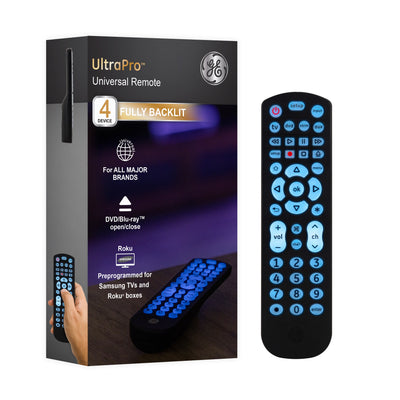 GE 4-Device Backlit Universal Remote, Black