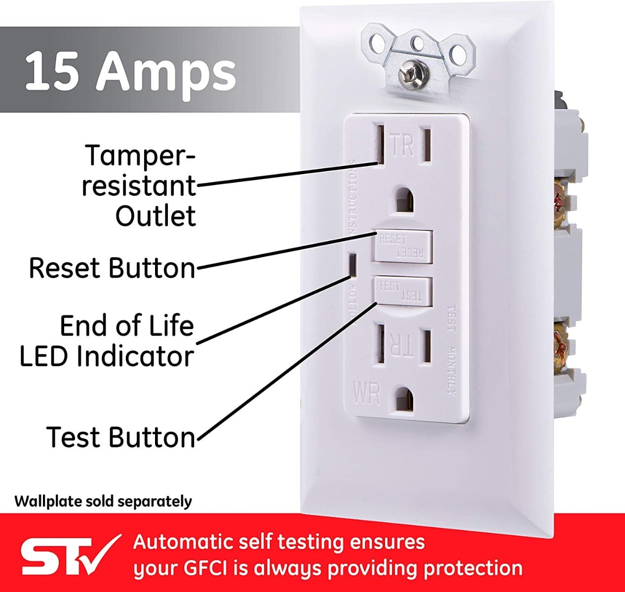 GE GFCI Tamper and Weather Resistant Receptacle , White