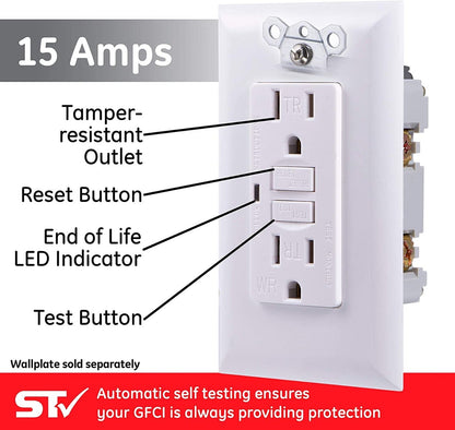 GE GFCI Tamper and Weather Resistant Receptacle , White