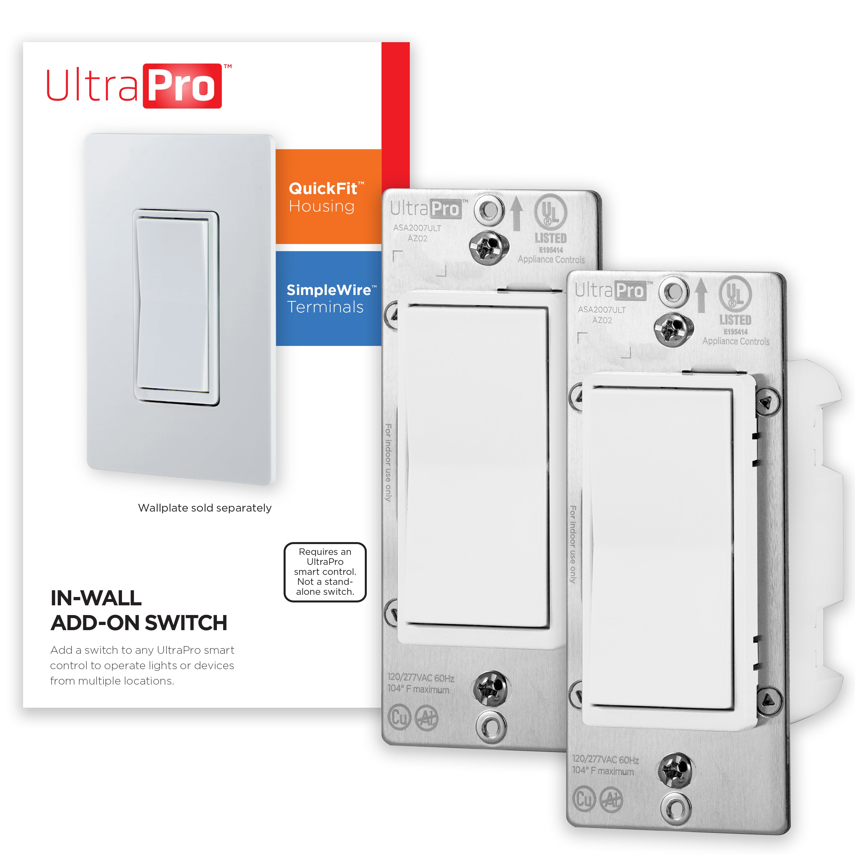 UltraPro Add-on Switch with QuickFit and SimpleWire 2pk
