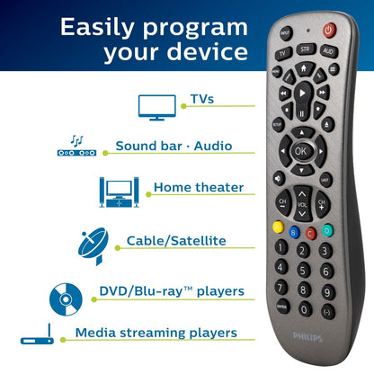 Philips 3-Device Universal Remote, Brushed Graphite