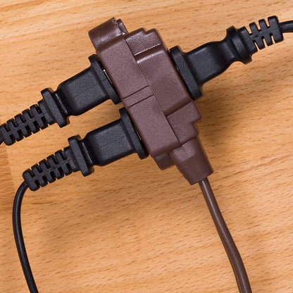 GE 3-Outlet 9ft. Extension Cord with Twist-to-Close Outlets, Brown