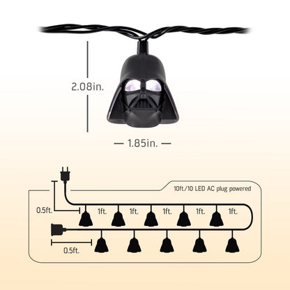 Star Wars Darth Vader LED String Lights, 10 Bulbs, 10ft. Black Cord