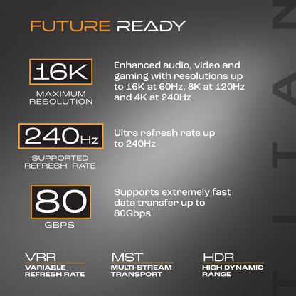 Titan 2.1 LED DisplayPort Cable, 6ft.