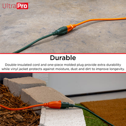 UltraPro 1-Outlet Grounded Extension Cord, Indoor/Outdoor, 16 Gauge, 25ft., Orange