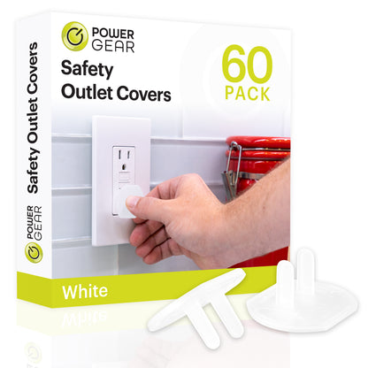 Power Gear Safety Outlet Covers, White, 60 Pack