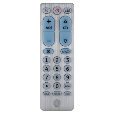 GE UltraPro 2-Device Universal Remote Control, Brushed Silver